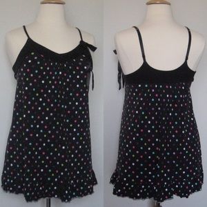 Cacique | Black Nightgown w/ Multi-Color Dots